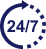 24/7 icon with arrow in a circle
